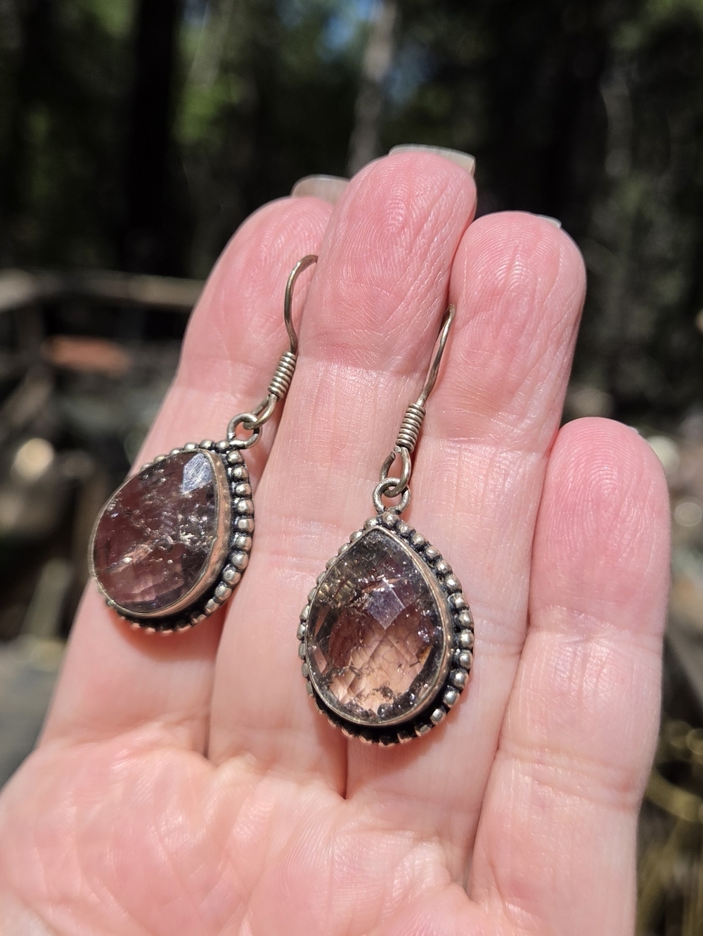 Smoley Quartz Large 18k Sterling Bohemian Earrings - Picture 4 of 10